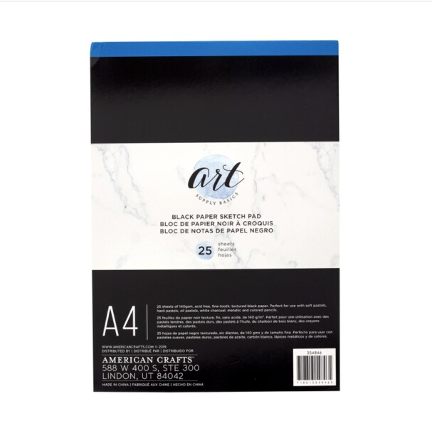 PAPER PAD - AC - ART SUPPLY BASICS - A4 - SKETCH PAD BLACK PAPER