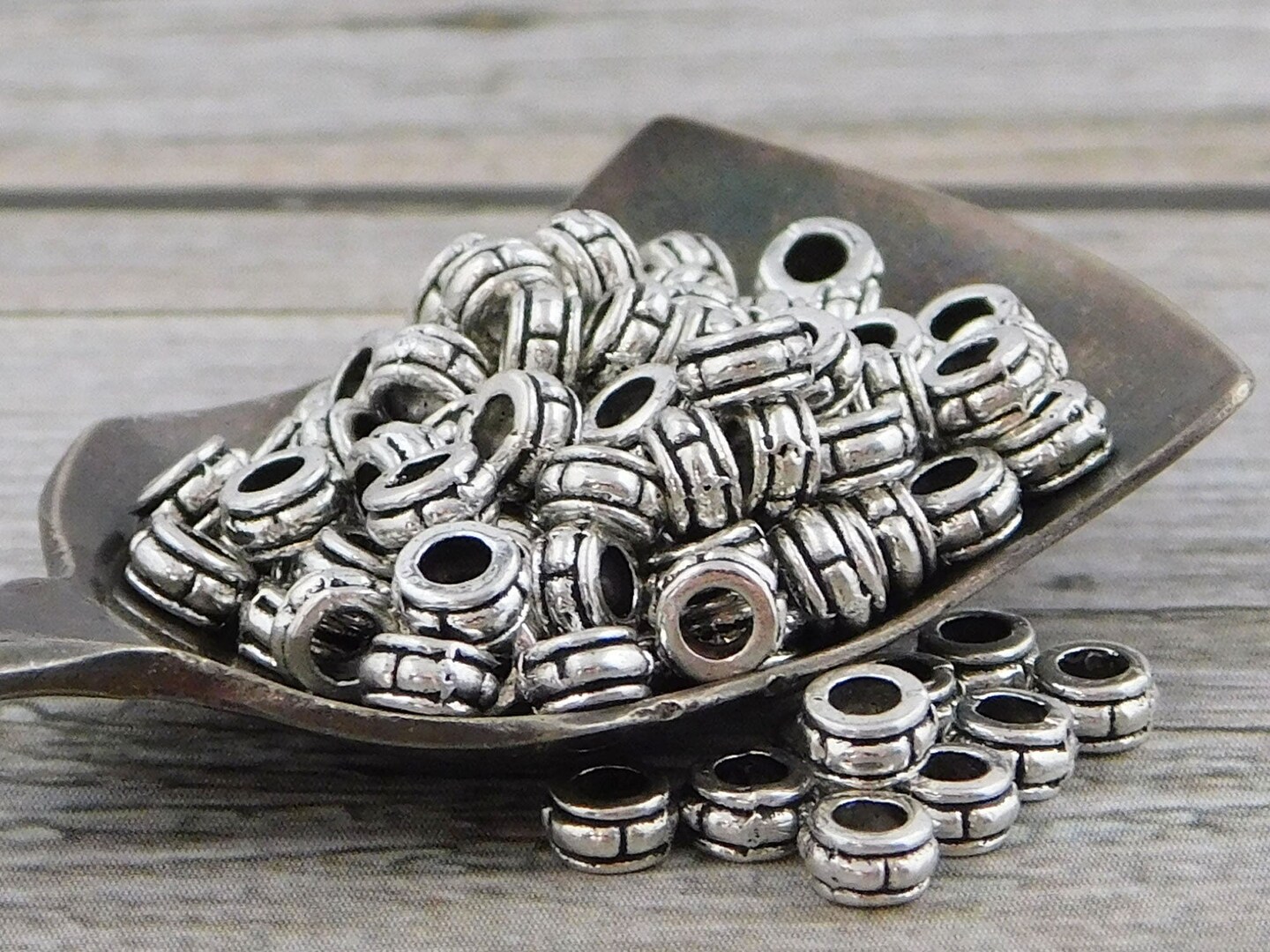 *250* 4x2mm Antique Silver Large Hole Rondelle Spacer Beads
