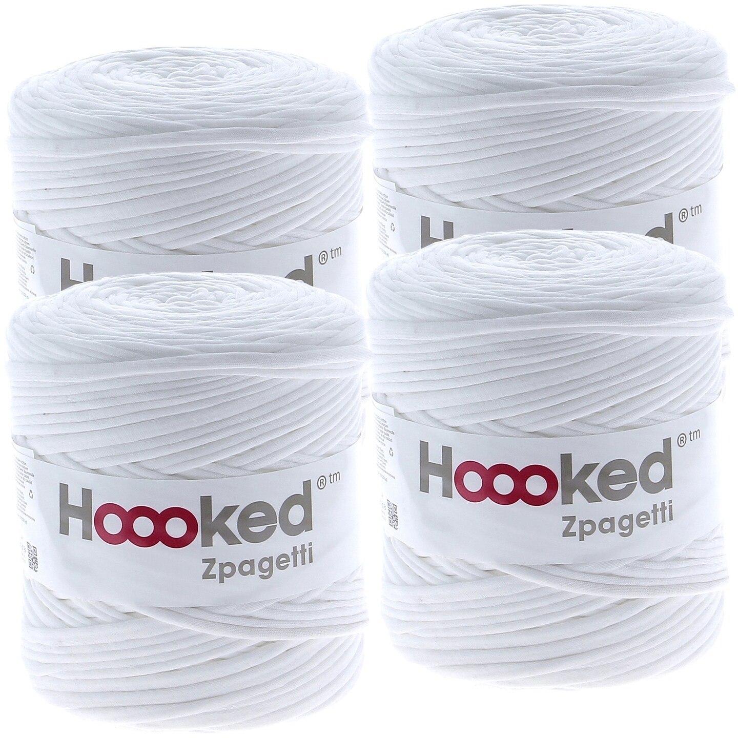 Multipack of 4 - Hoooked Zpagetti Yarn-Lily White