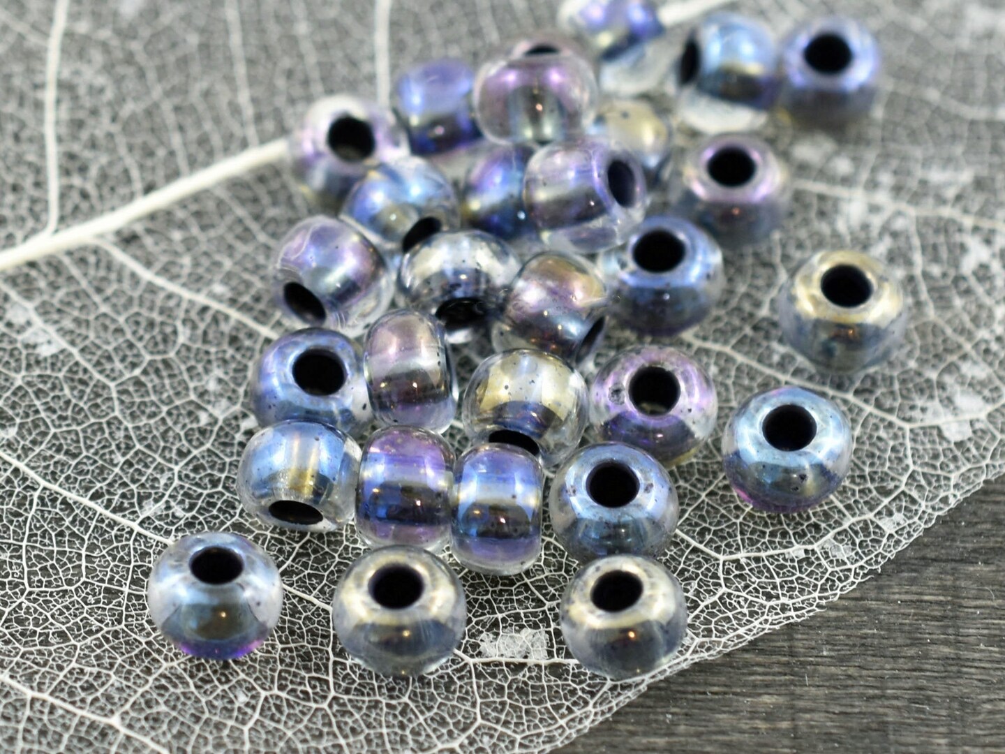 50G Black Lined Crystal AB Czech 2/0 Seed Beads