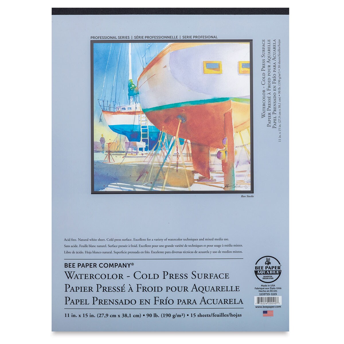 Bee Paper Aquabee Watercolor Pad - 11&#x22; x 15&#x22;, 90 lb, 15 Sheets