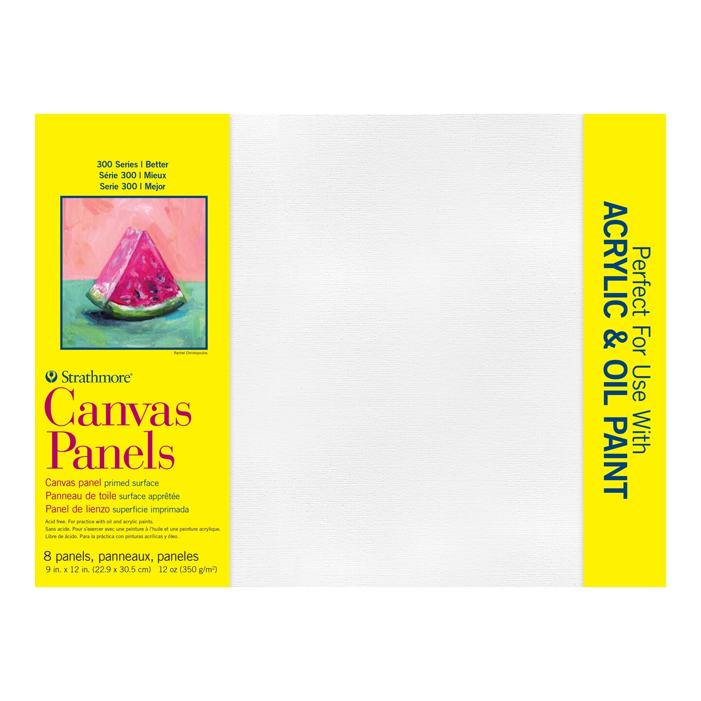 Strathmore 300 Series Canvas Panels, 9x12, White 8 Count