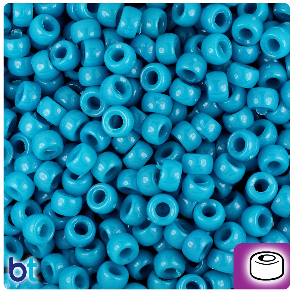 BeadTin Dark Turquoise Opaque 6.5mm Mini Barrel Plastic Pony Beads (1000pcs)
