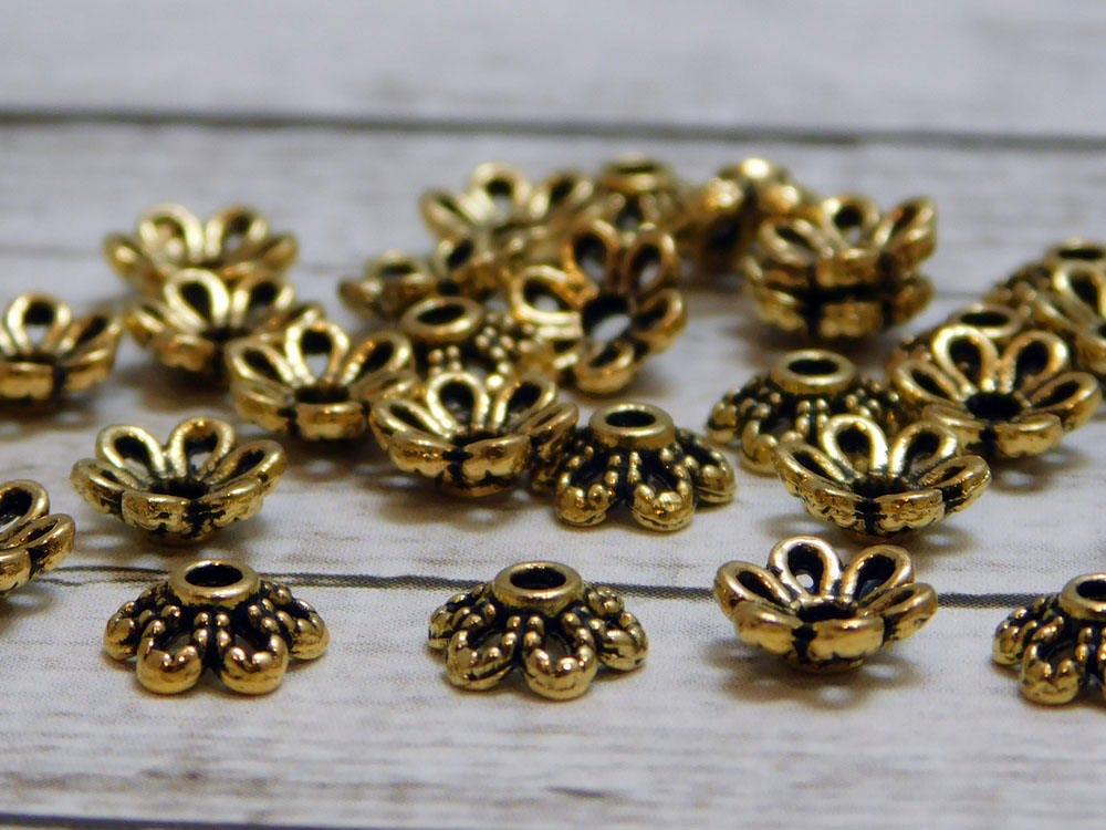 Gold Bead Caps - 6mm Bead Caps - Metal Bead Caps - Metal Beads - Antique  Gold - Spacer Beads - 100pcs - (1016)