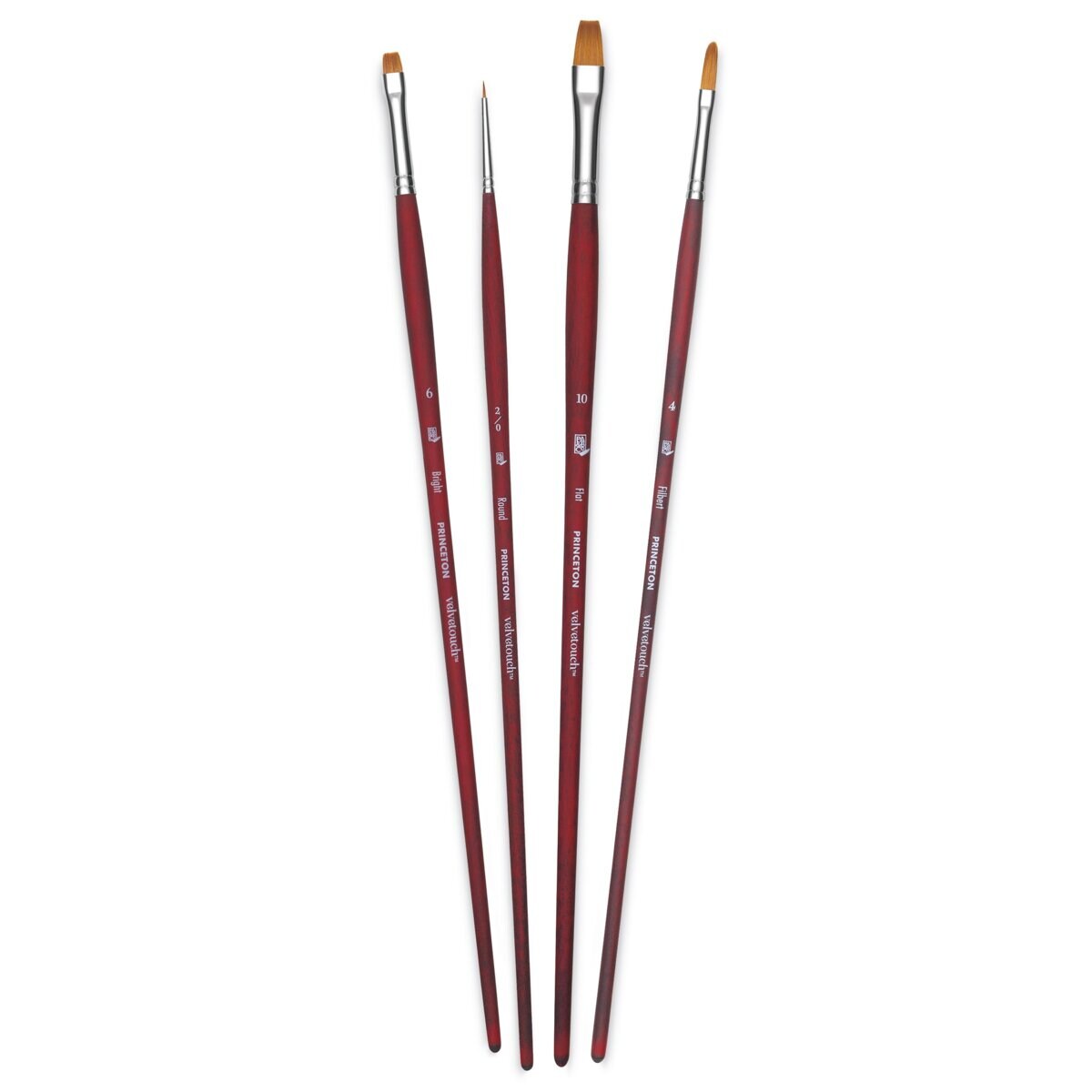 Princeton Velvetouch Series 3900 Brushes - Set of 4, Long Handle