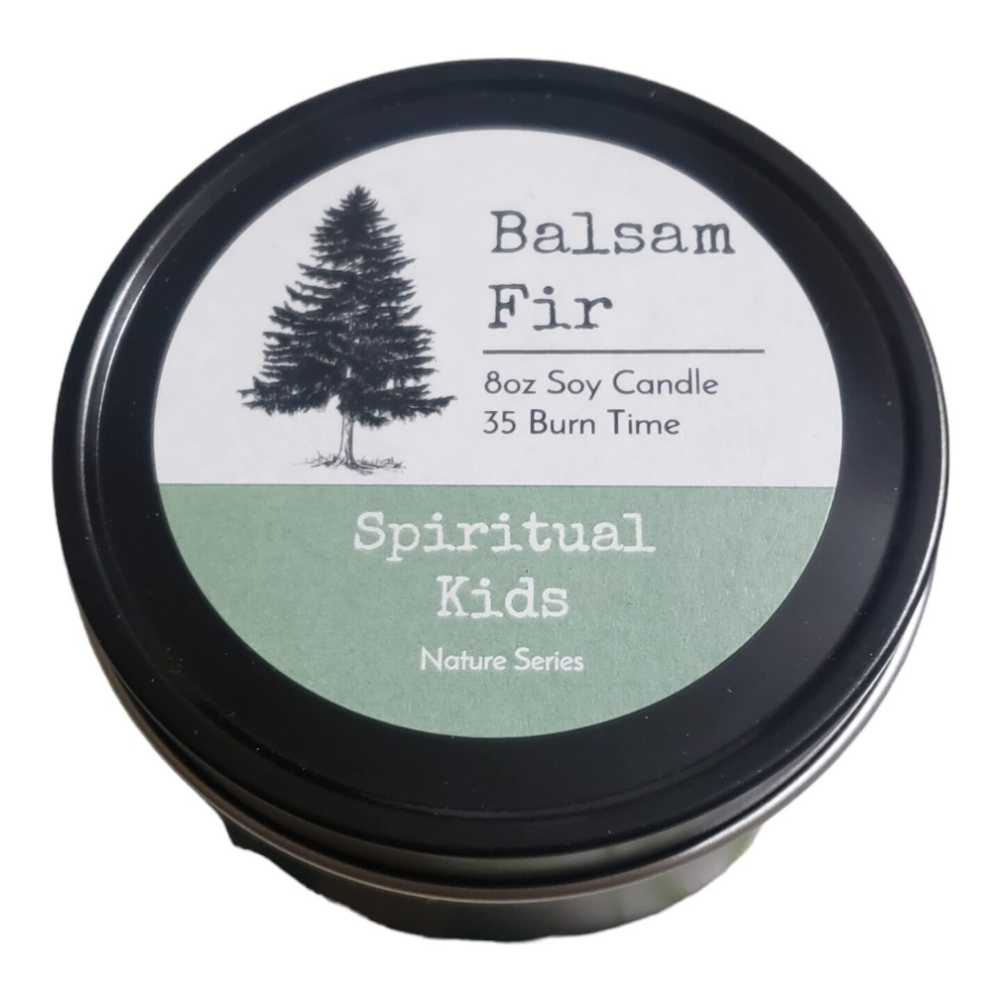 Balsam Fir 8oz Black Tin Soy Candle Hand Poured with Fragrant/Essential Oils! | 35-40 Hour Burn Time | Holiday Candle | Woodsy Candle |