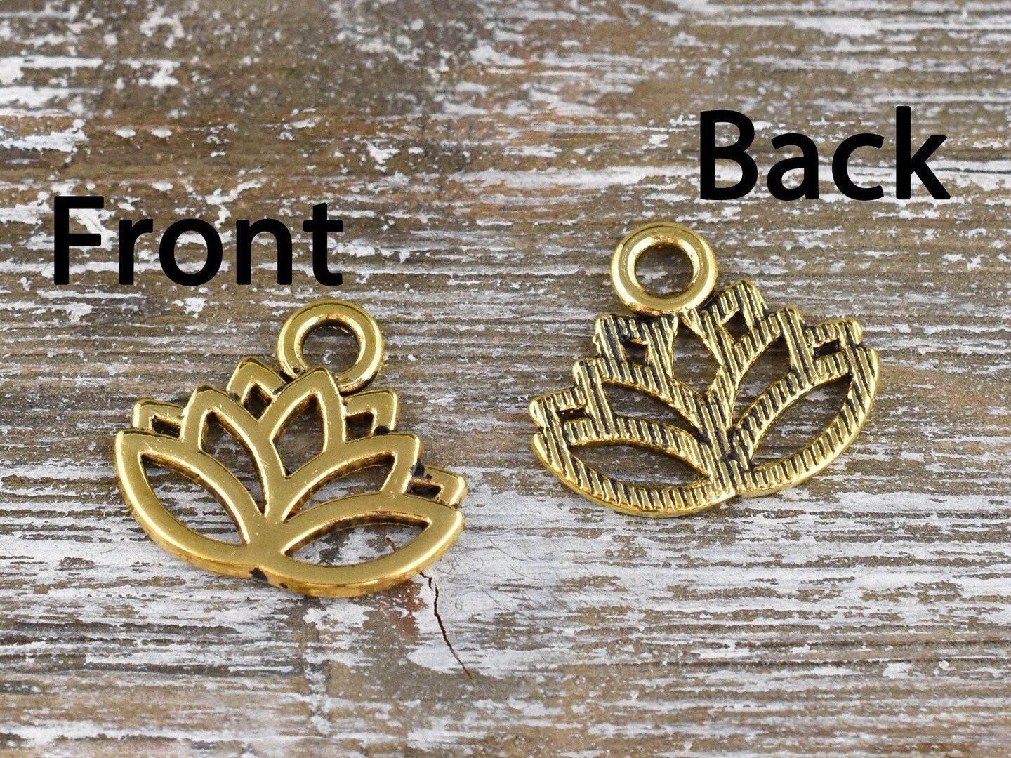 *10* 15x17mm Antique Gold Lotus Flower Charms