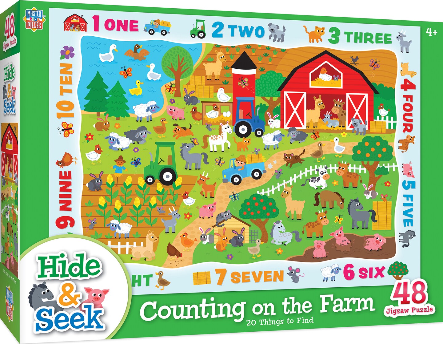 MasterPieces Nature Puzzle - Hide & Seek 48 Piece Jigsaw Puzzle for Kids - Counting on the Farm - 19"x14"