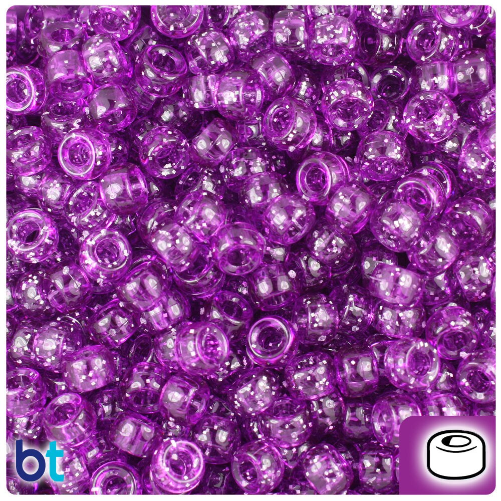 BeadTin Lilac Sparkle 6.5mm Mini Barrel Plastic Pony Beads (1000pcs)