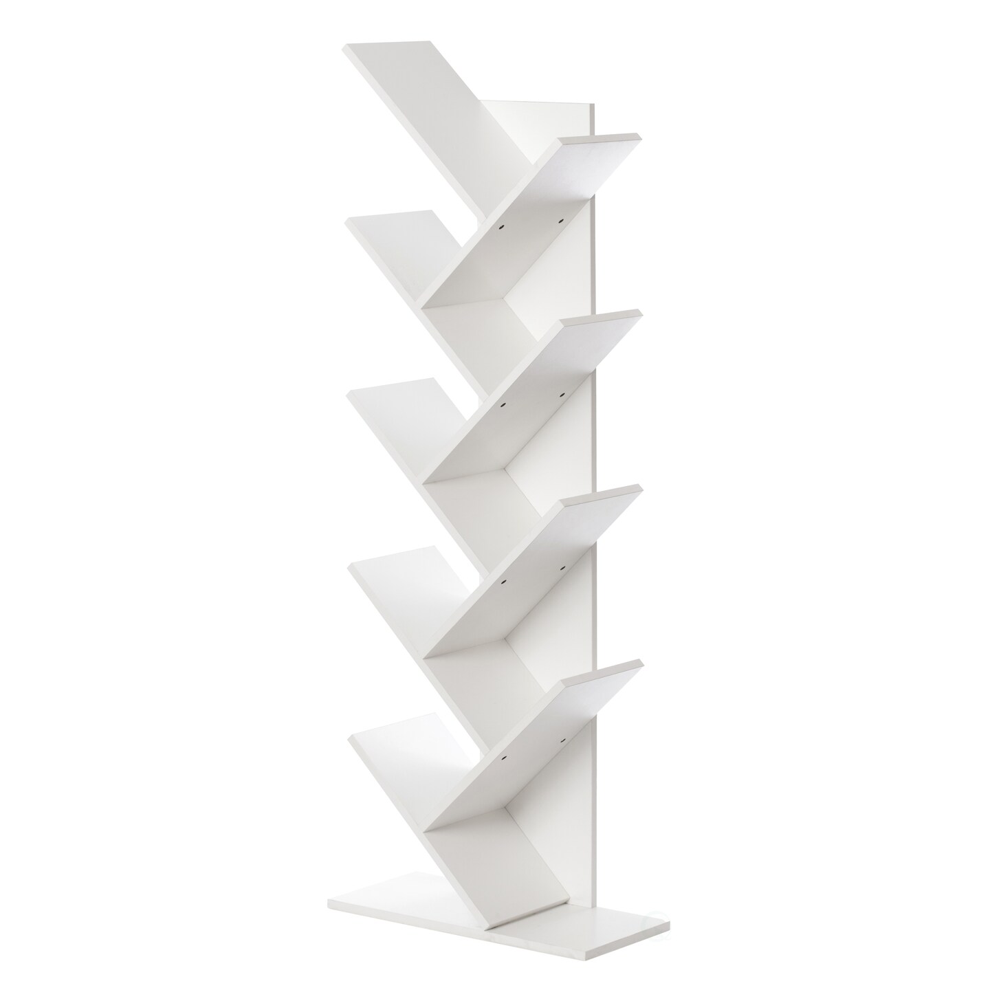 Wooden 9-Shelf Tree Magazine CD Storage Bookcase