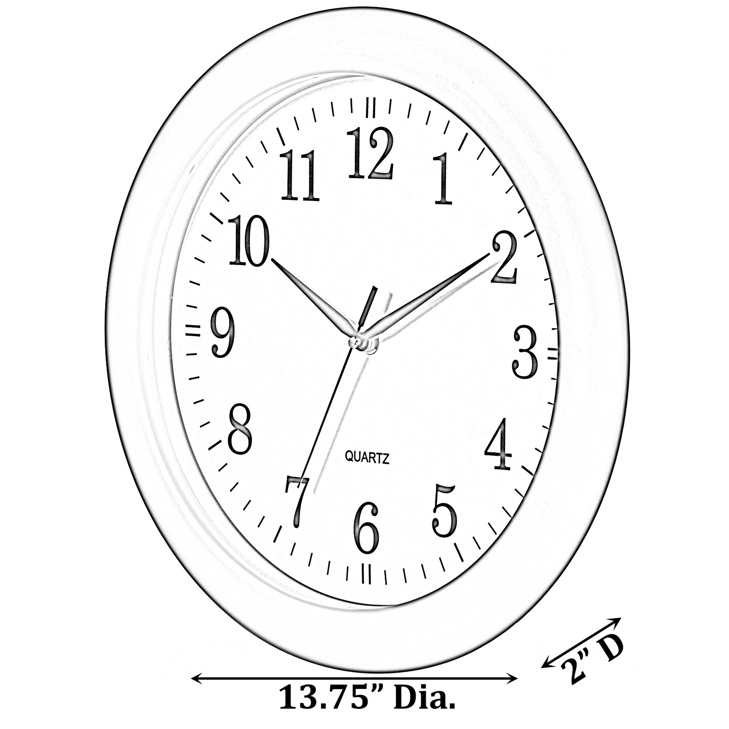 13.75 Inch Plastic Round Battery Operated Simple Modern Wall Clock - Office, ClassRoom, Livingroom, Dining Room, Bedroom and Kitchen Wall Decor