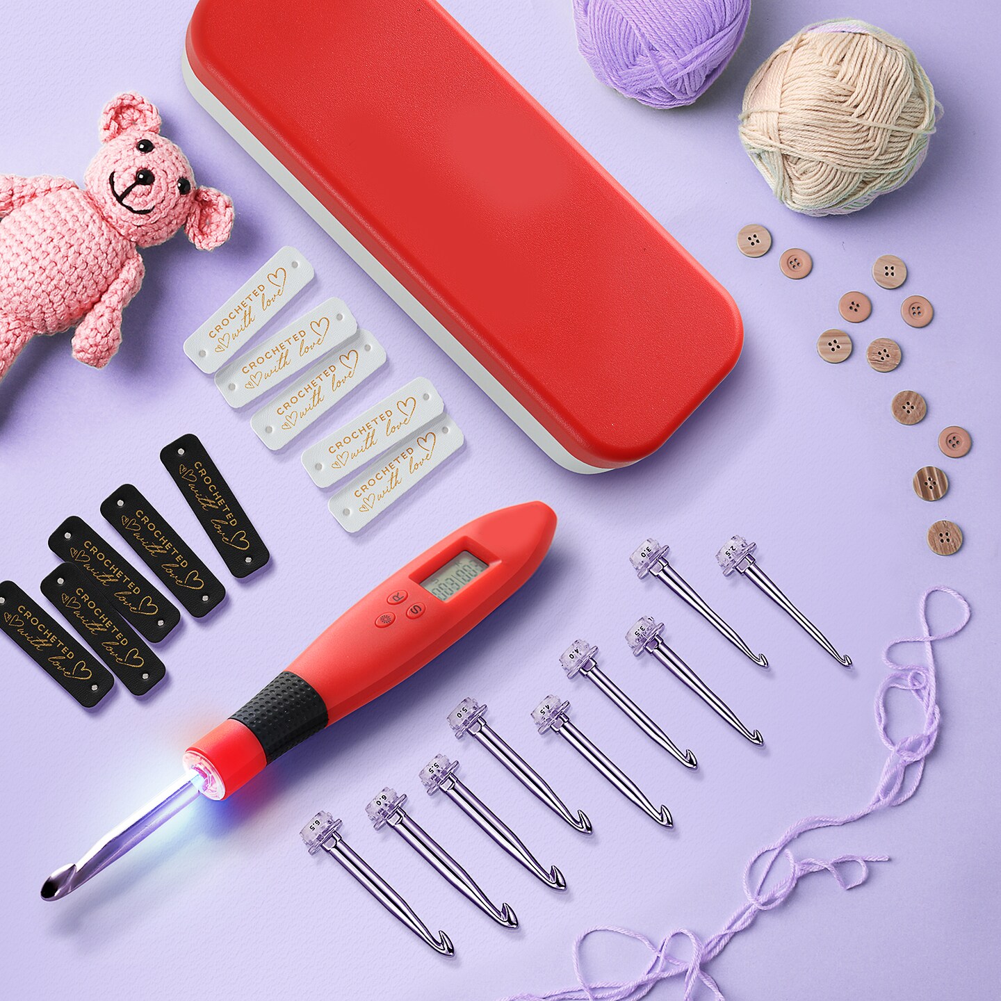 Incraftables Crochet Kit for Beginners & Pro. Crocheting Set with Crochet  Hooks (21pcs), Yarns (15 Spools), Tape, Needles & Supplies for Amigurumi.  Best Knitting Crochet Starter Kit for Adults & Kids