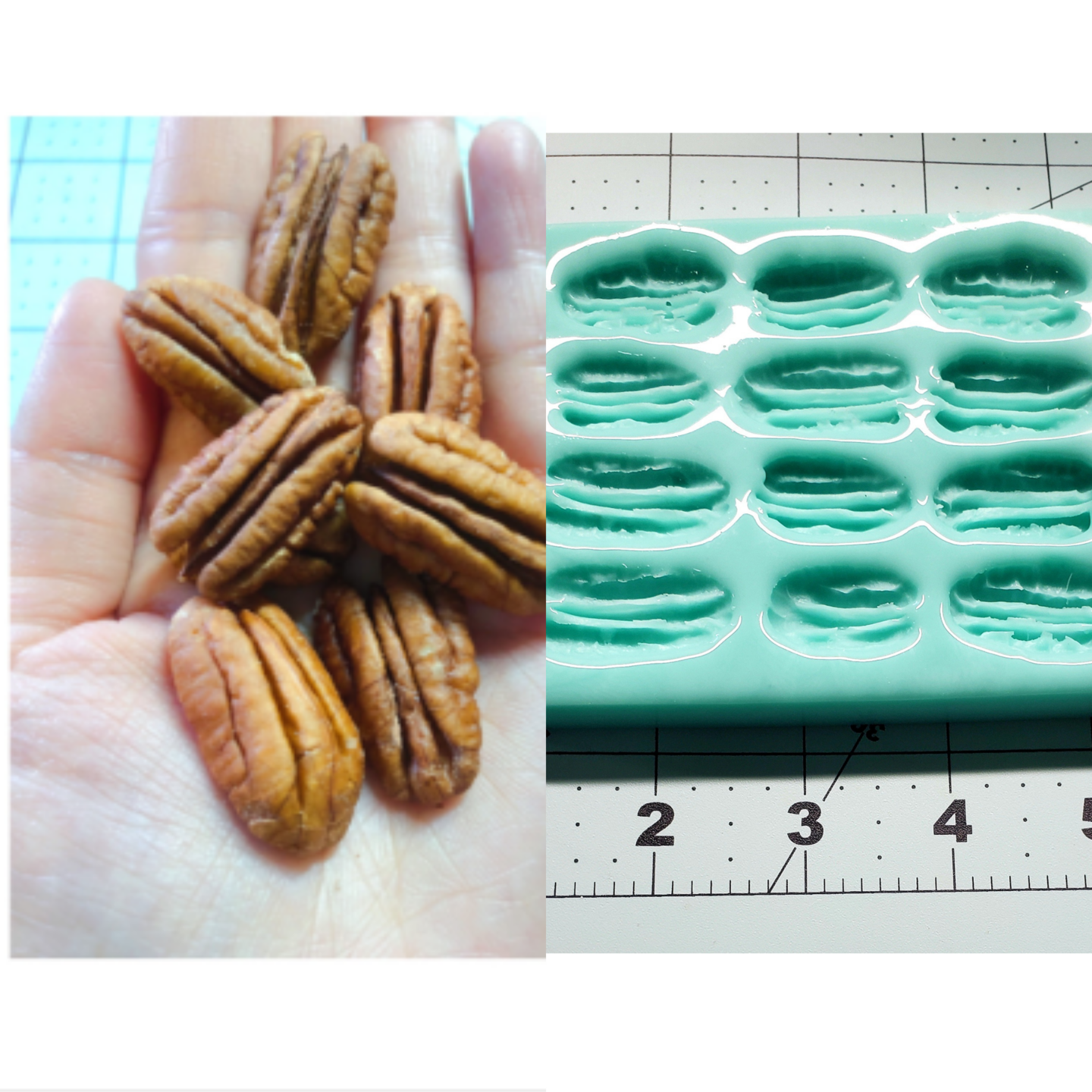 12pc Pecan Shape Silicone Mold | Realistic Food Shape For Soap Embeds | Candle Embeds | Wax Melts Silicone Mold