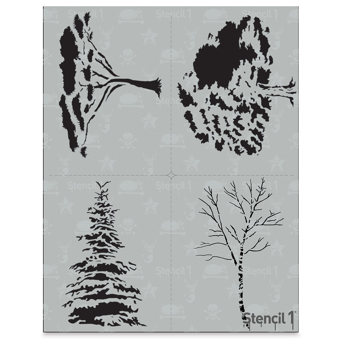 Stencil1 Multipack Stencil - Trees, Set of 4, 8-1/2&#x22; W x 11&#x22; L