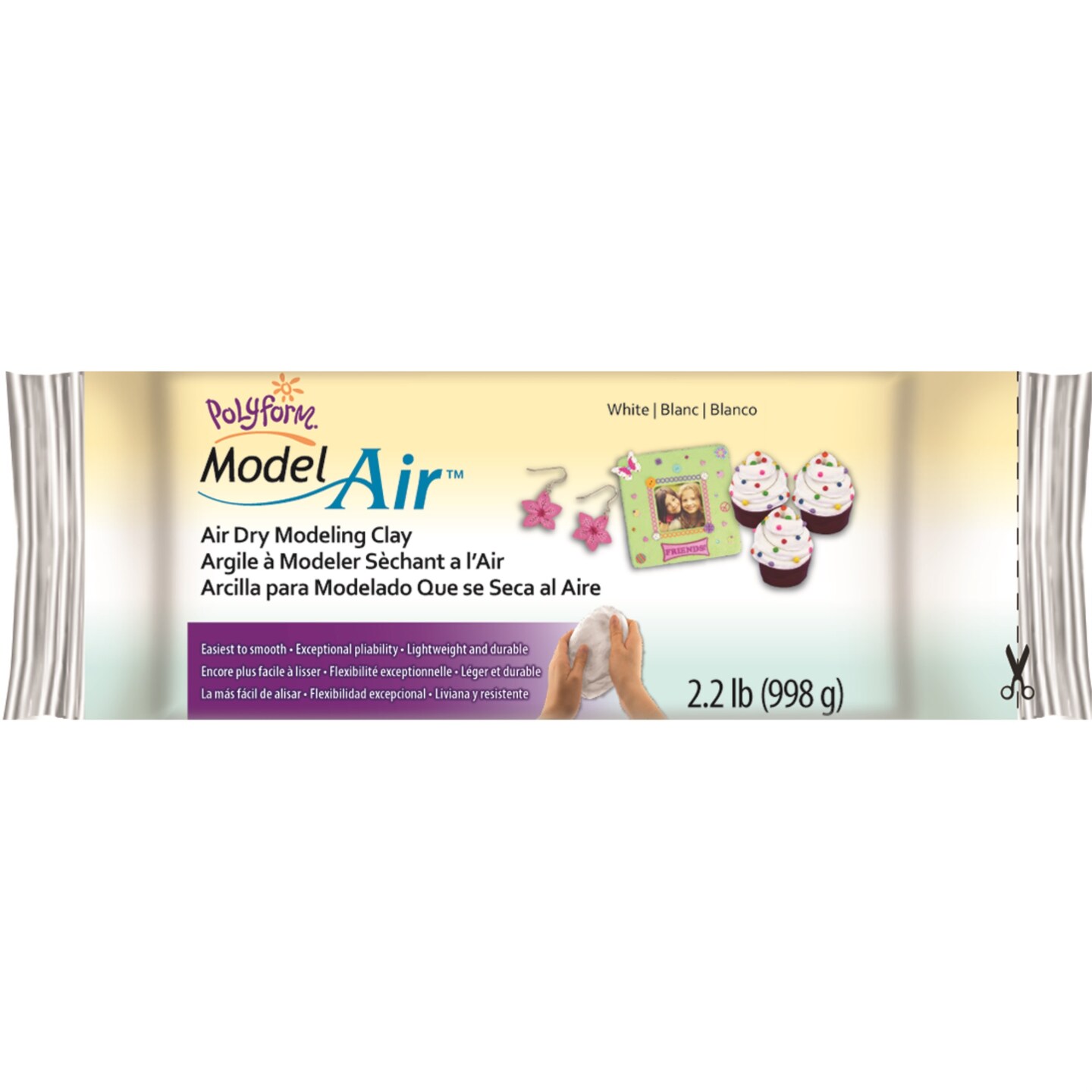 Sculpey Air-Dry White, Non Toxic, Air Dry Clay, 2.2 pound bar great for modeling, sculpting, holiday, handprints, DIY and school projects. Great for all skill levels.