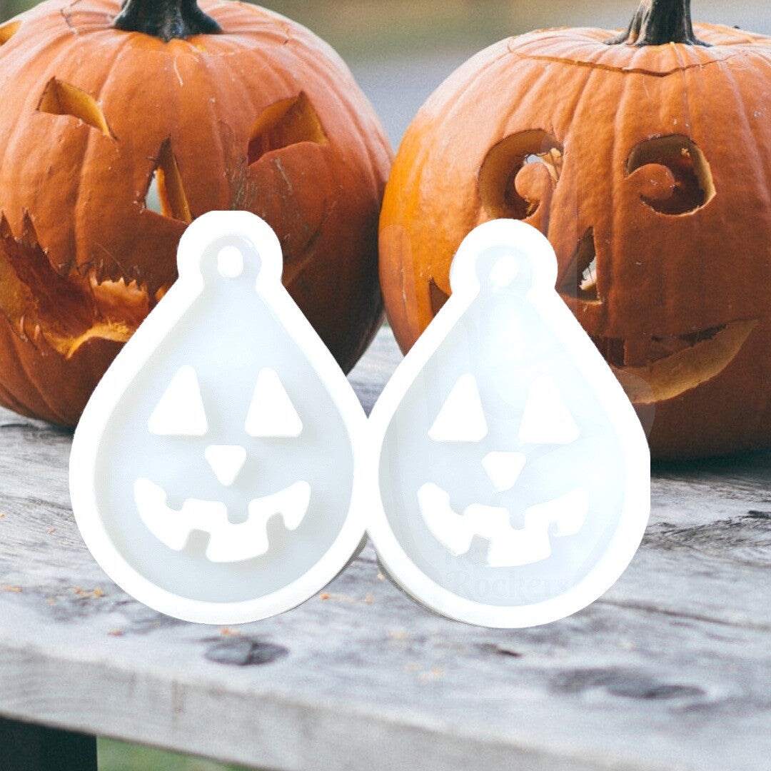 UV Safe Halloween Jack-o-Lantern Pumpkin Dangle Earring Mold for UV &#x26; Epoxy Resin Art