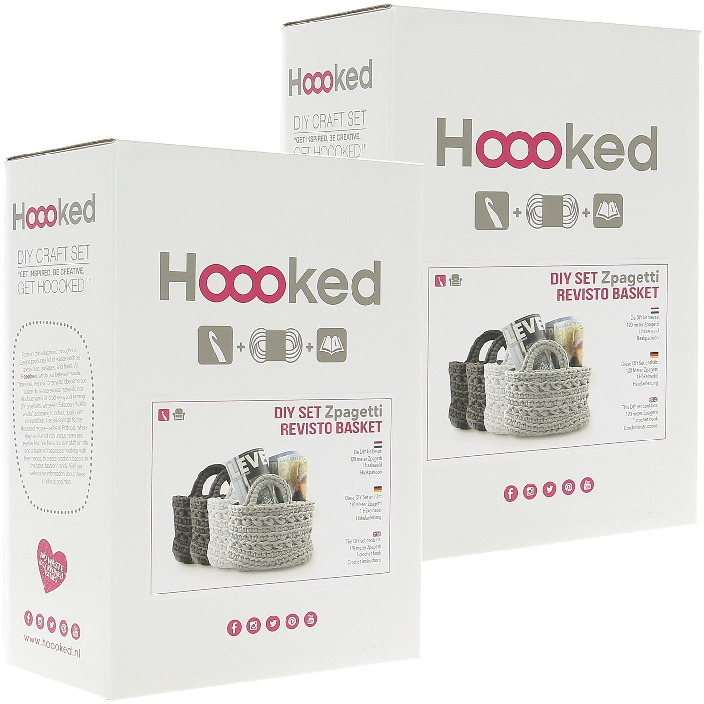 Multipack of 2 - Hoooked Revisto Basket Kit W/Zpagetti Yarn-Off White