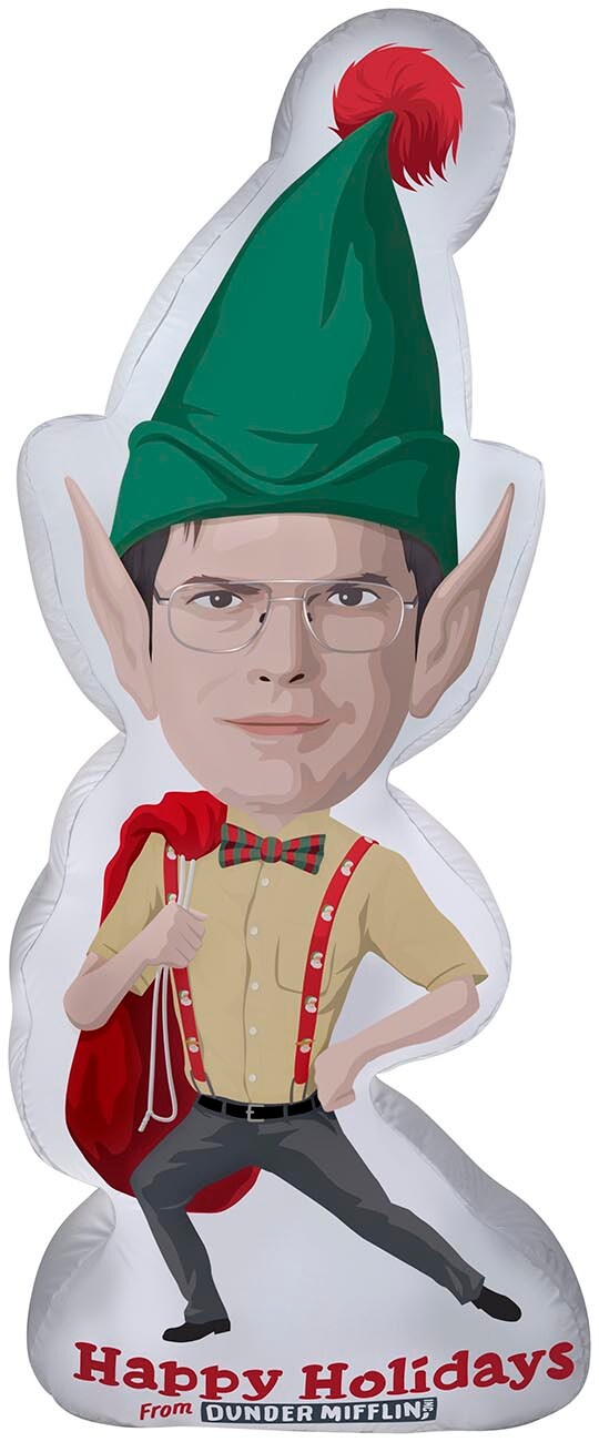 6&#x27; Gemmy Airblown Inflatable Photo Realistic Stylized Dwight as Elf from The Office 118983