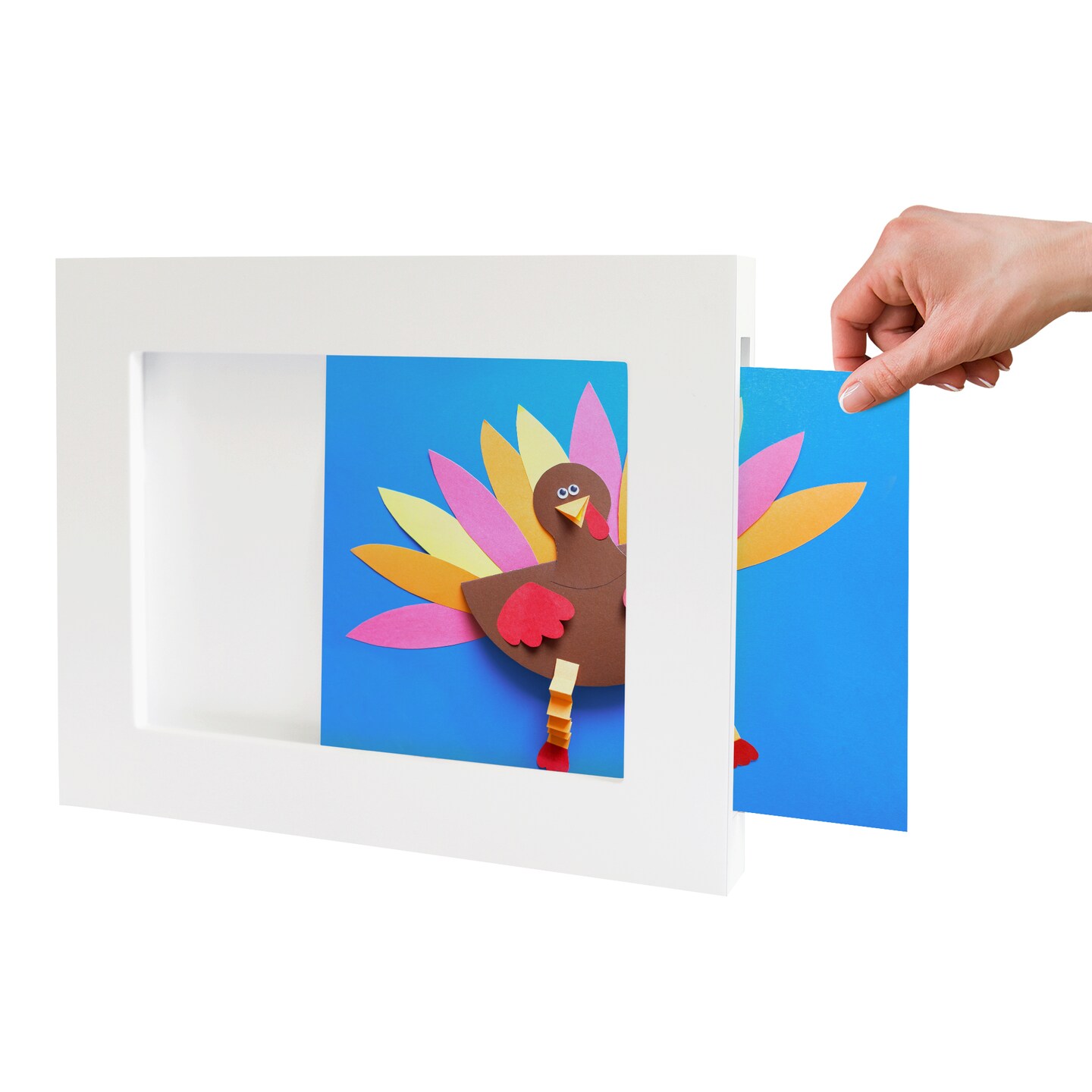 Americanflat 8.5x11 Slide-In Kids Art Frame - Kids Artwork Frame - Showcase 3-Dimensional Artwork - Storage for Several Artworks Inside - Keyhole Hanging Hardware