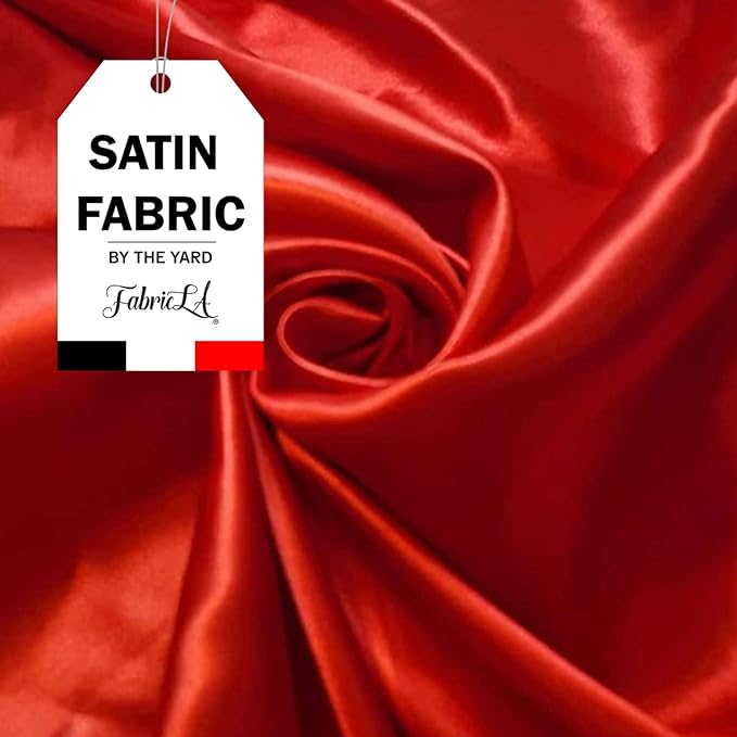 FabricLA Satin Fabric By the Yard | 60 Wide | Charmeuse Satin Silky Fabric by The Yard | Satin Fabric for Bridal Wedding Decoration, Fashion Craft