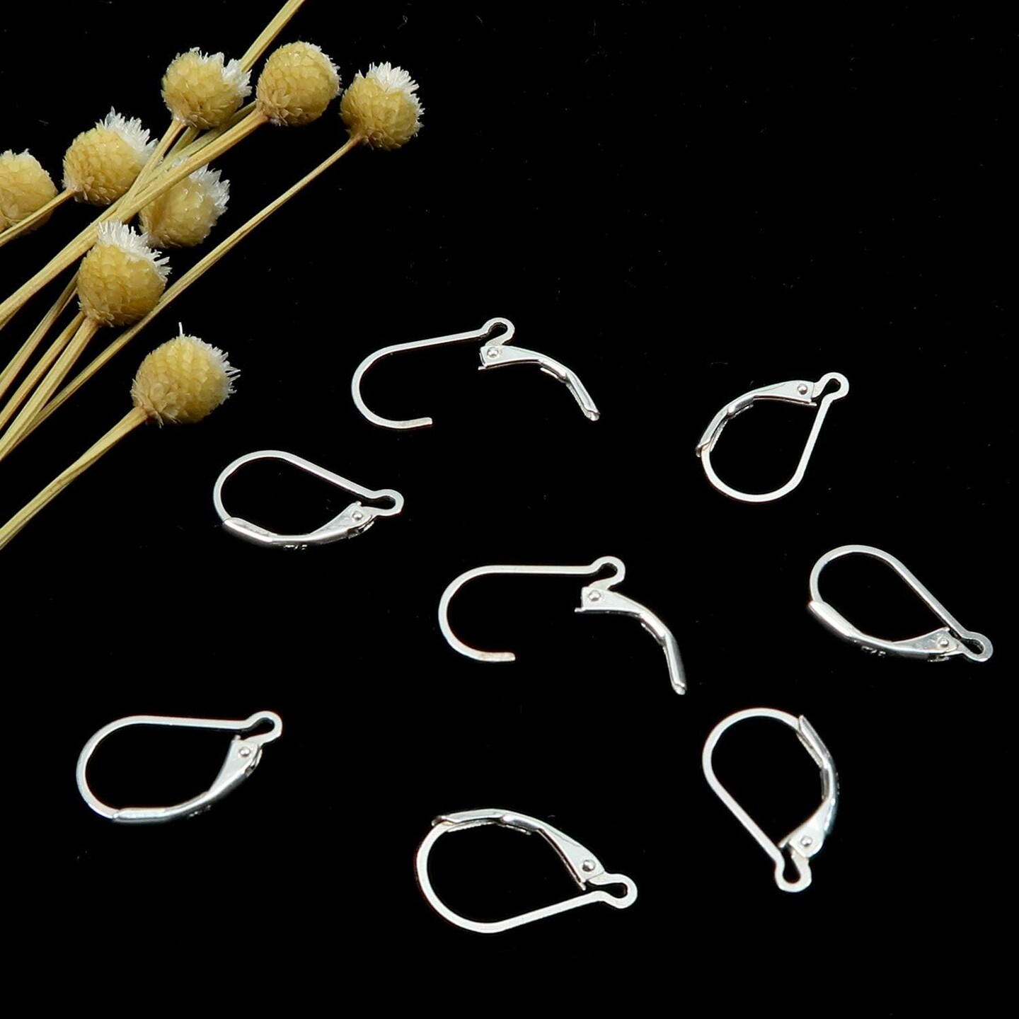 8pcs 925 Sterling Silver Leverback French Earring Hooks 10x16mm Hypo Allergenic Interchangeable Dangle Ear Wire Findings for Jewelry Making