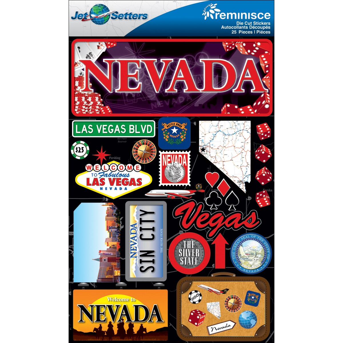 Reminisce Jet Setters Dimensional Sticker – North Carolina, Mehrlagige Aufkleber Für Scrapbooking