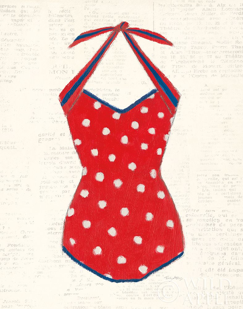 Retro Swimwear II Newsprint Poster Print by Emily Adams - Item # VARPDX54337