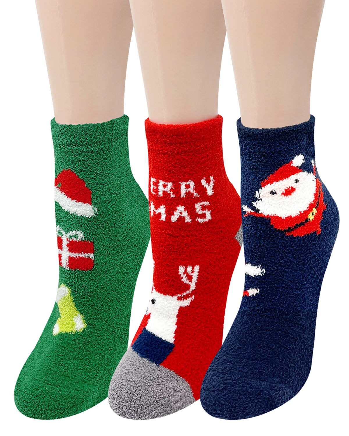 Wrapables Novelty Winter Warm Christmas Fuzzy Slipper Socks for