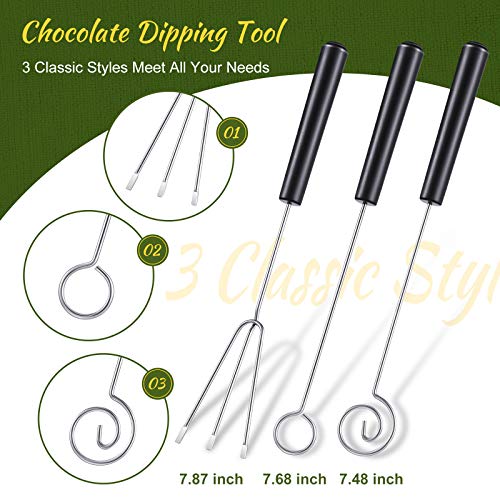 Elesunory 7 Pieces Candy Dipping Tools Chocolate Dipping Fork Spoons Set, Stainless Steel Candy Making Supplies for Decorativ