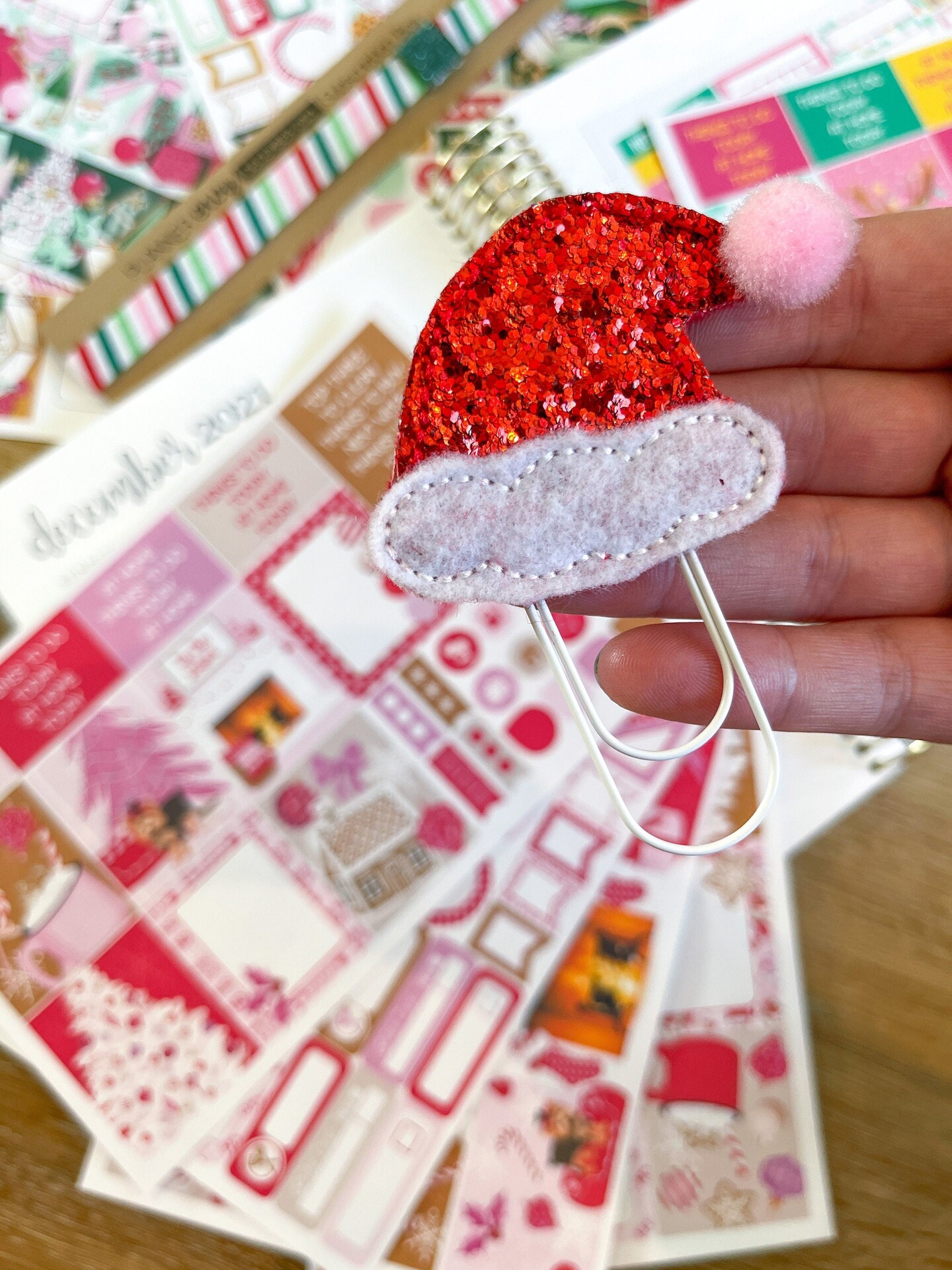 Vintage Christmas &#x26; Pink &#x26; Red Holidays Themed Box of Planner Stickers &#x26; Accessories (#SUB2021012)