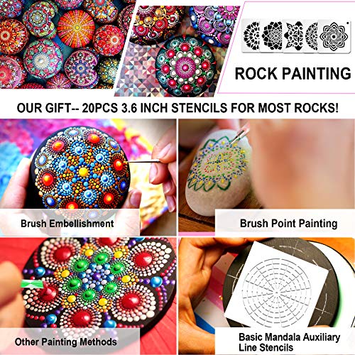 58 PCS  Mandala Dotting Tools, Augshy Dot Painting Tools Set Rock Painting Supplies with a Blue Zipper Waterproof Storage Bag for Painting Rocks