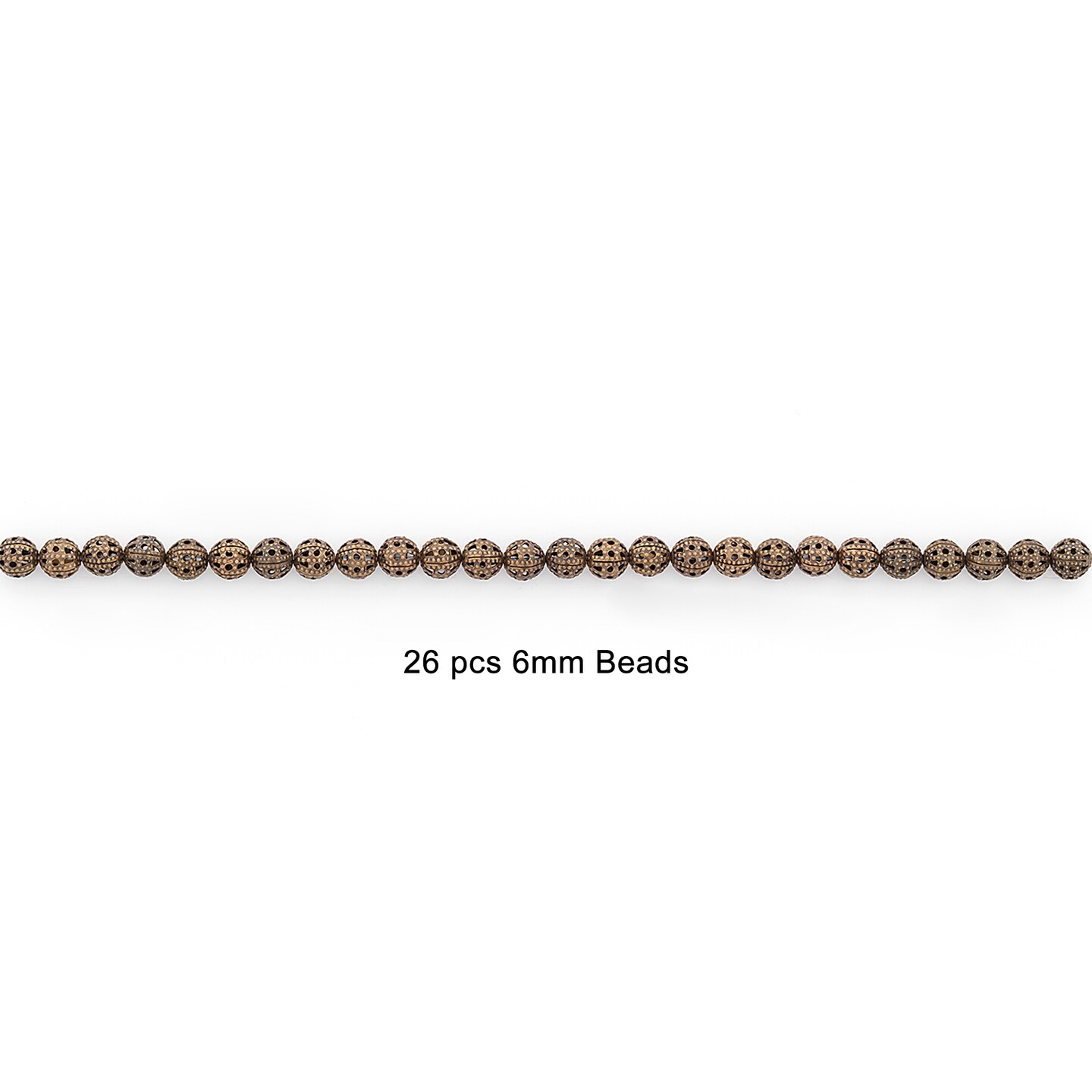 Filigree Metal 6mm round Beads Pack of 26 - Antique Bronze