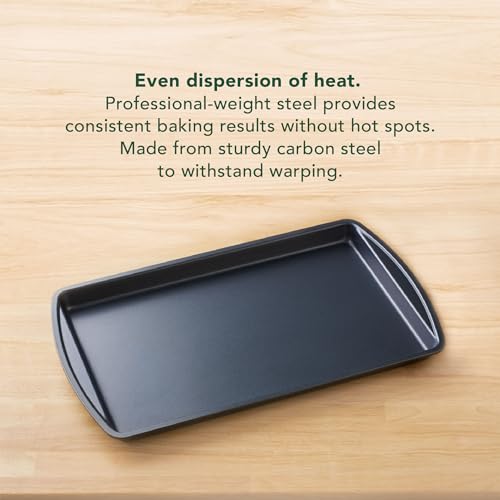 (Set of 3) Cookie & Baking Sheets– Non-Stick Coated Steel, Dishwasher Safe, Oven Safe up to 450 Degrees, includes Large/Med/Small Pans