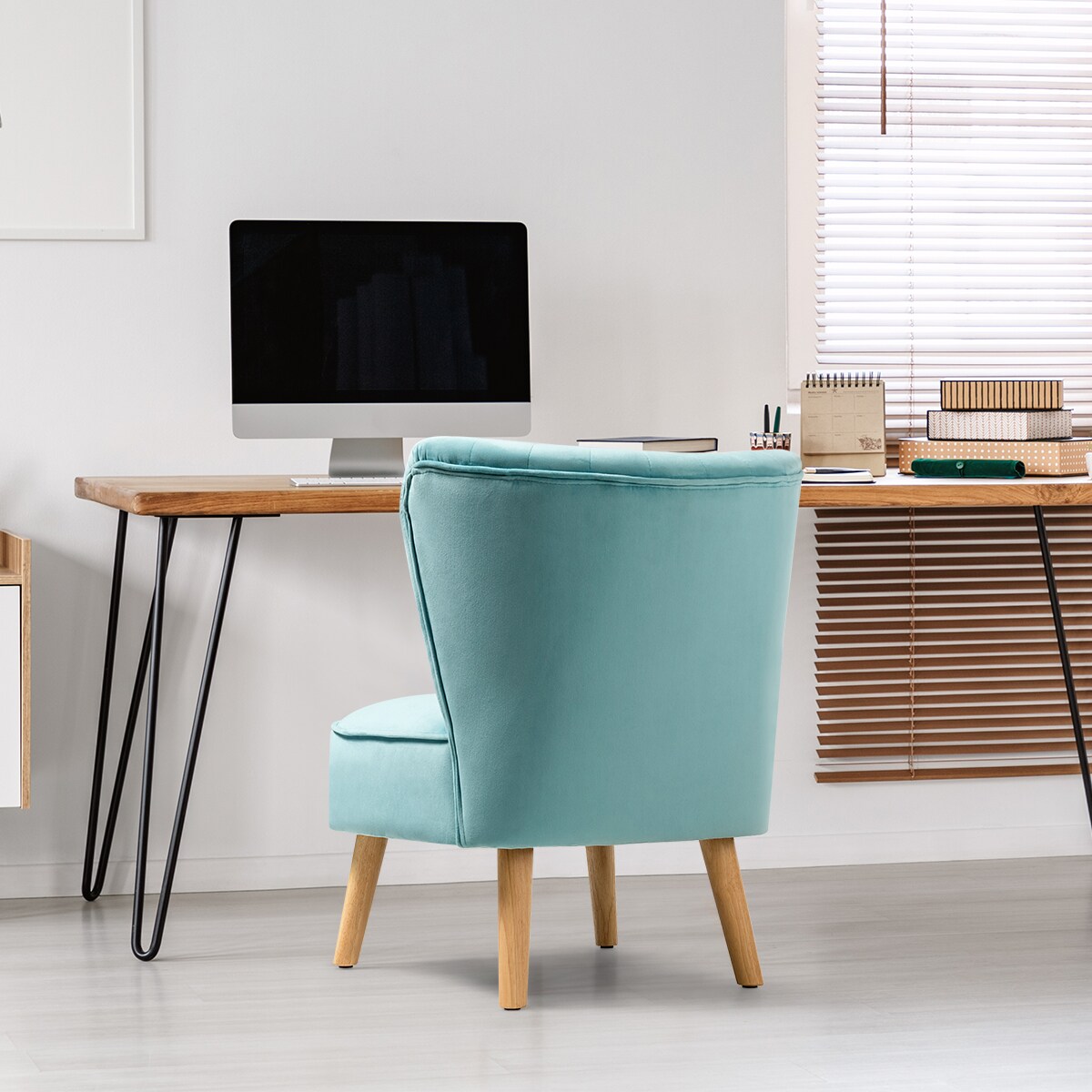 Costway Armless Accent Chair Modern Velvet Leisure Chair Single Upholstered