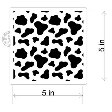 Cow Print Cookie and Craft Stencil | CM191 by Designer Stencils | Cookie Decorating Tools | Baking Stencils for Royal Icing, Airbrush, Dusting Powder | Craft Stencils for Canvas, Paper, Wood | Reusable Food Grade Stencil