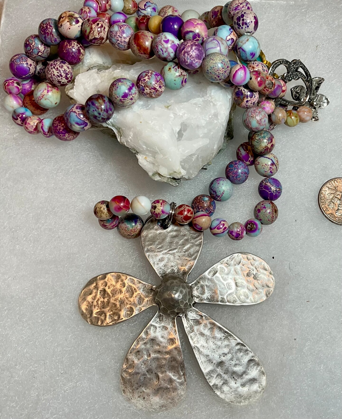 OOAK retailer Necklace of Faceted Glass Beads and Seed Beads