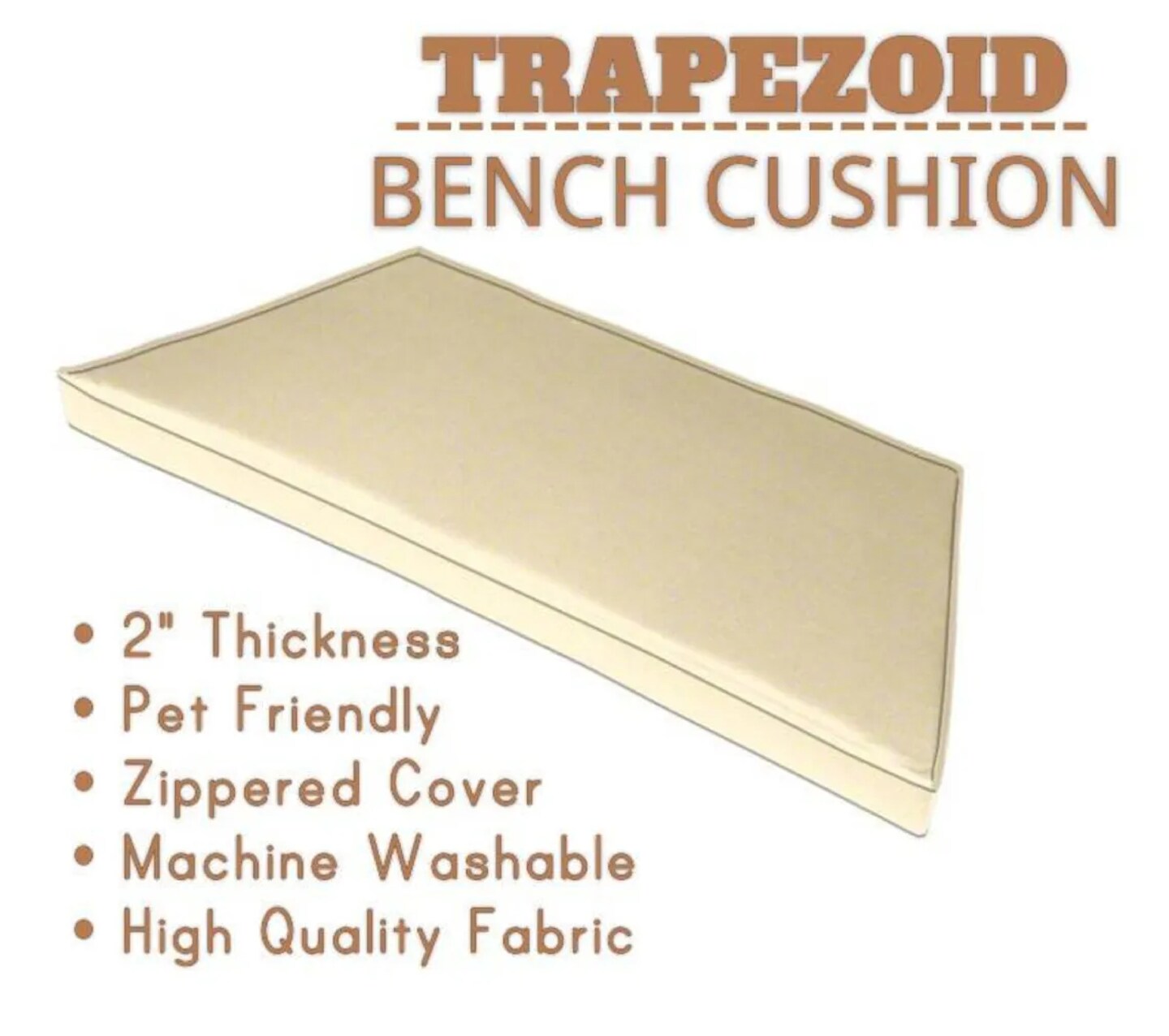 2" Thick - Custom Trapezoid Bay Window Seat Cushion with Zipper ...