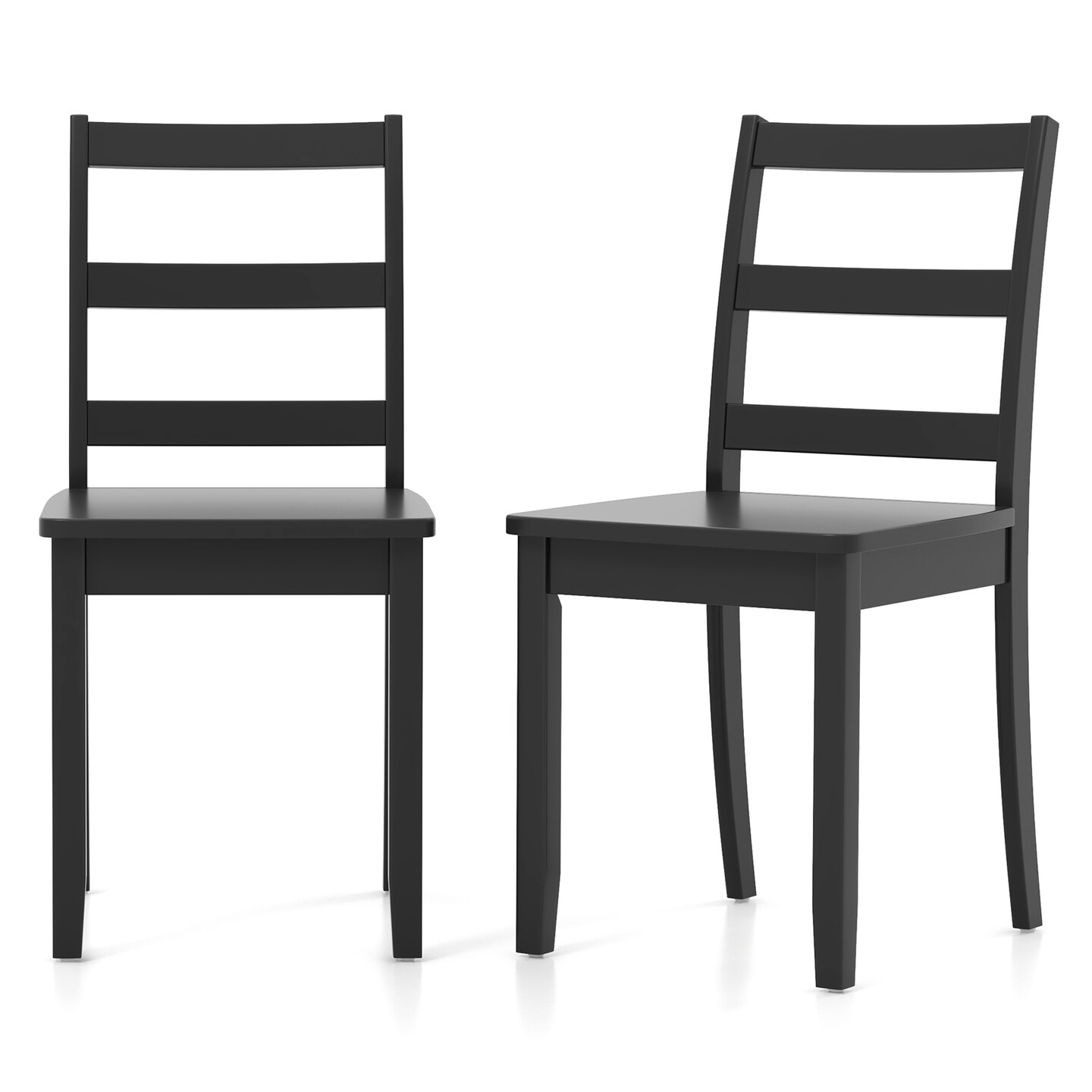 Set of 2 Wood Dining Chairs with Solid Rubber Wood Legs and Curved Backrest