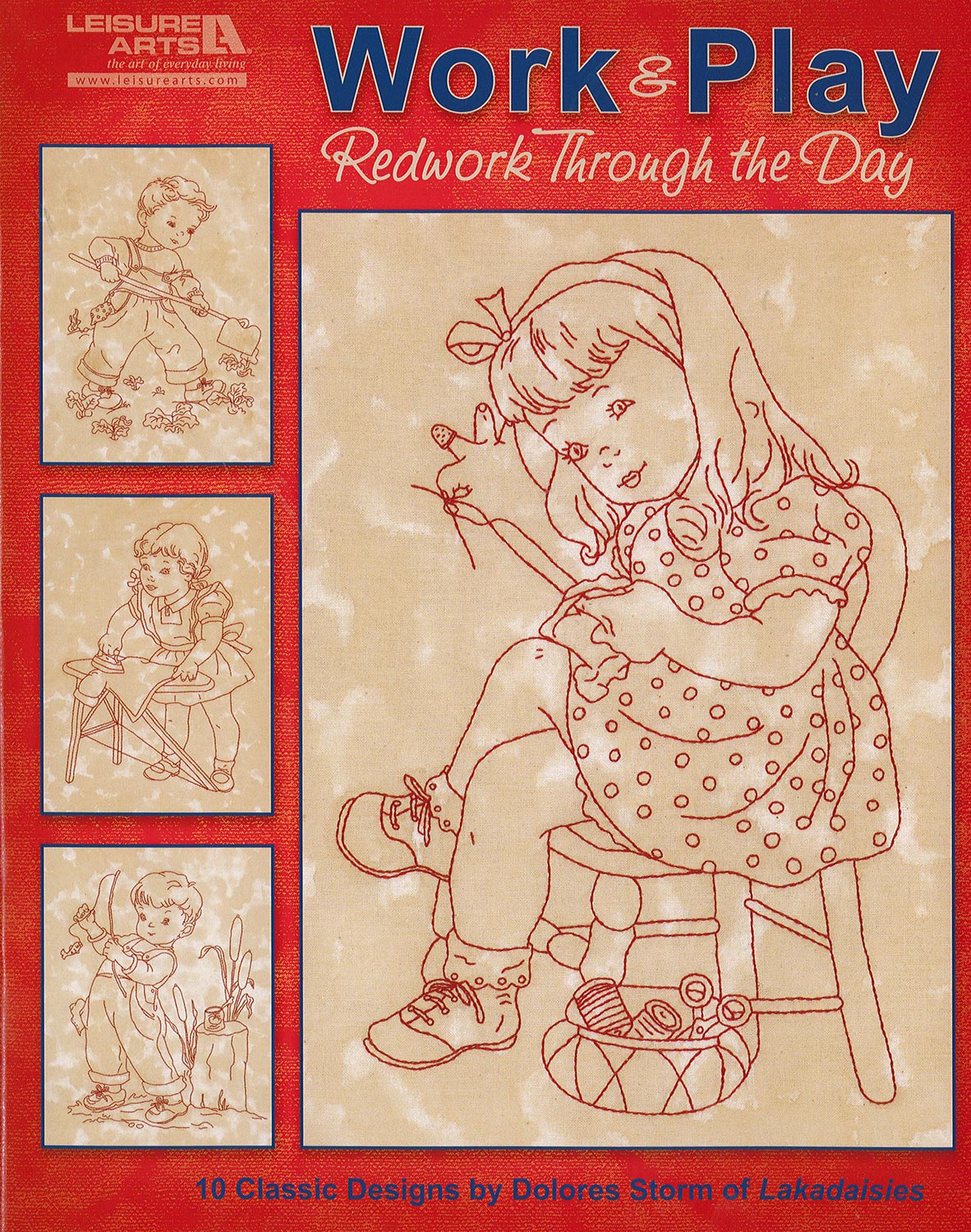 Leisure Arts Work and Play Redwork Through the Day Embroidery Book
