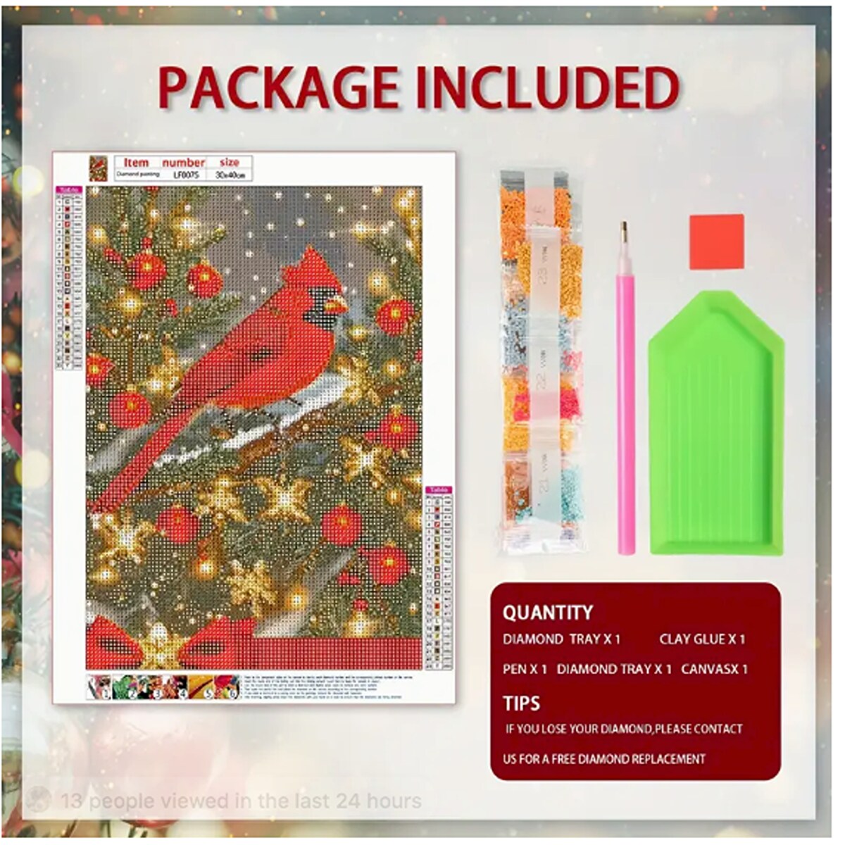 Attractive Christmas Cardinal Diamond Painting Kit