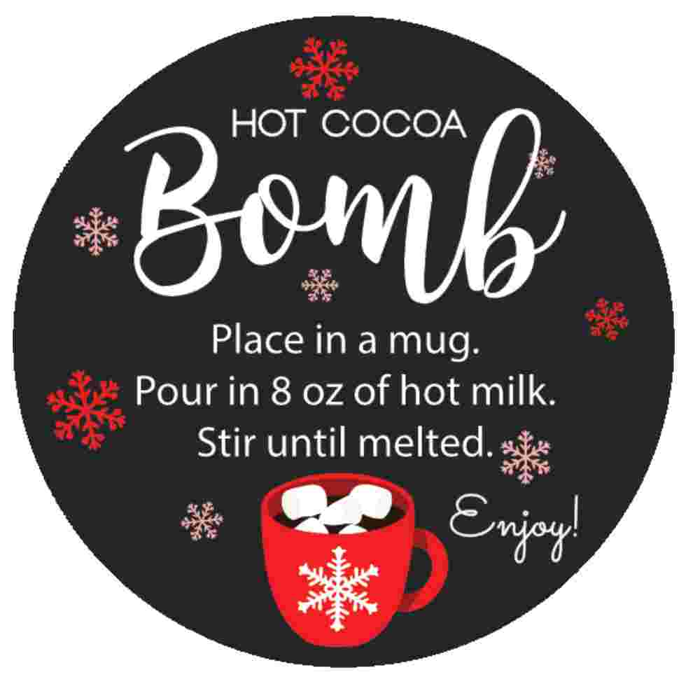 Hot cocoa bomb stickers 1.9 inch hot chocolate instruction labels for ...