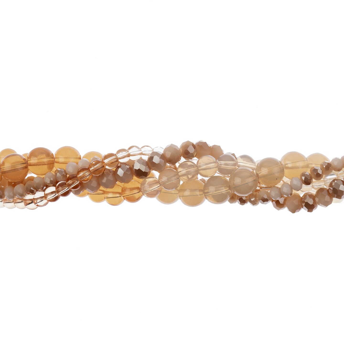 Crystal Lane DIY Amber Glow Twisted Glass &#x26; Pearls Beads, 5 Strands