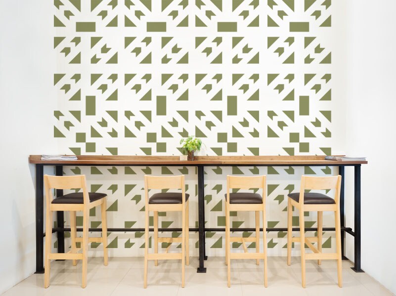 Mid Century Breeze Block Wall Decals, Removable Geometric Wall Pattern