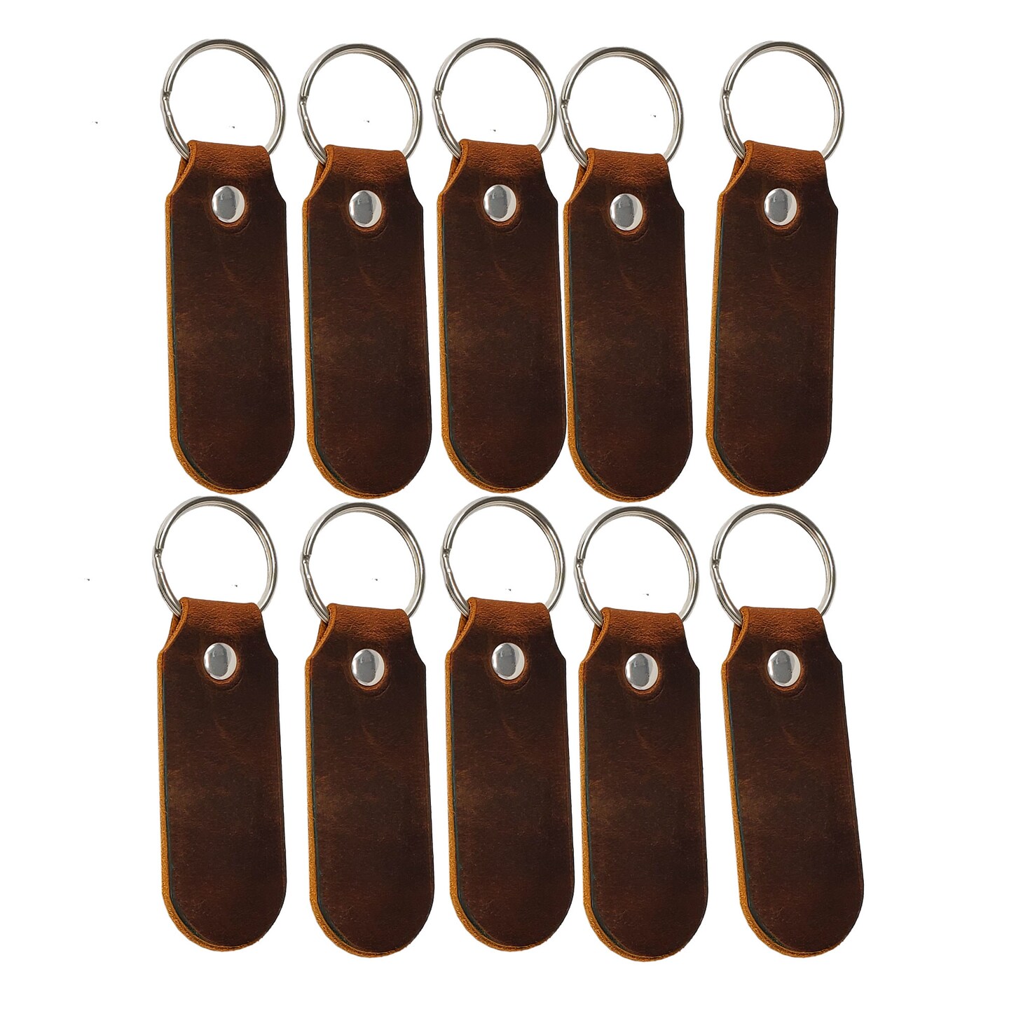 2 Sided Leather Key Chains 10 Pack-Customize it for Promotional Gifts, Fundraising, Events, Wedding - Engrave on Both Sides