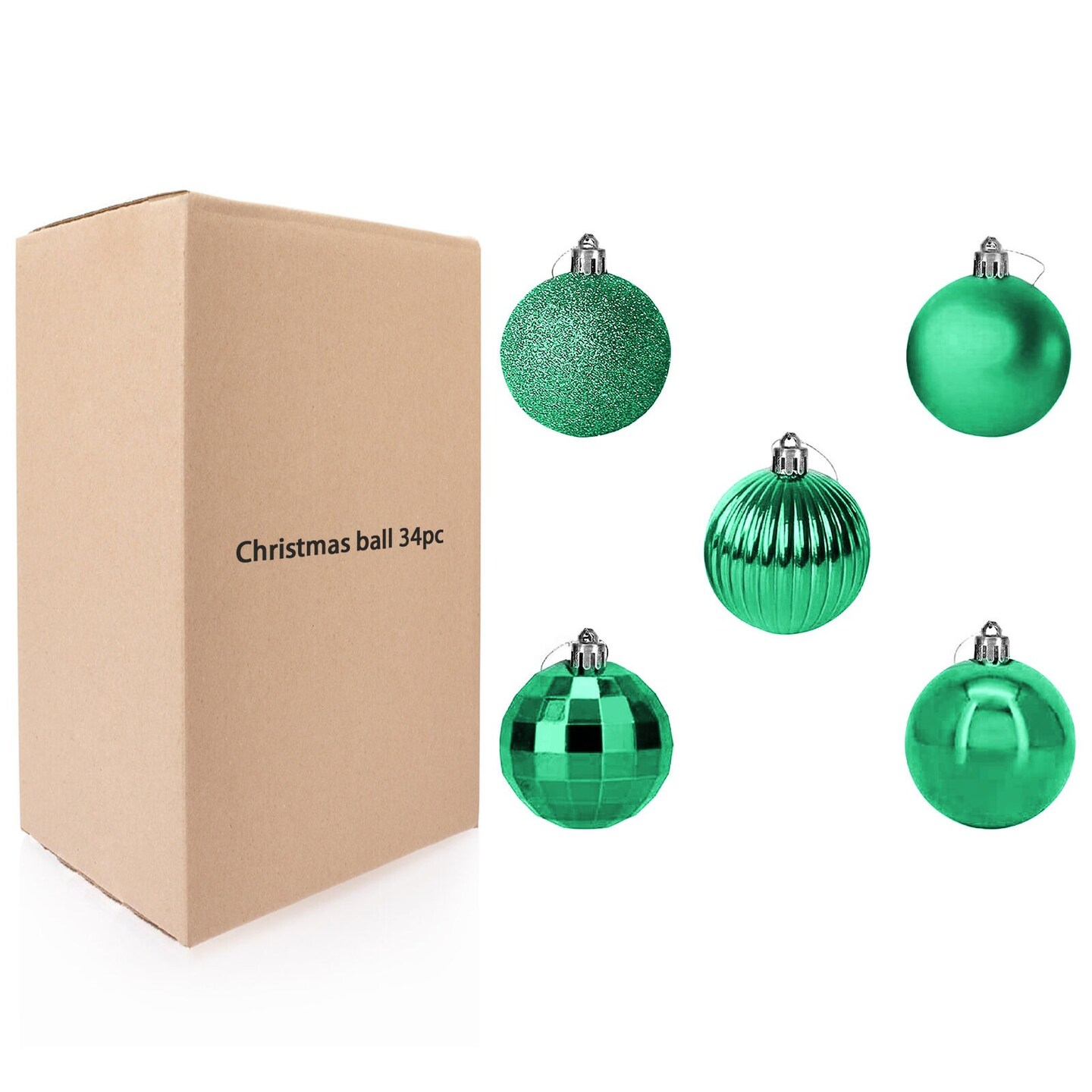 34-Piece Christmas Glitter Ball Ornaments (1.5&#x22;) Xmas Tree Decorations