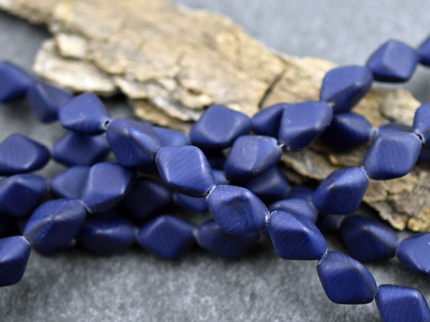 *13* 11x15mm Matte Navy Blue Tri Oval Beads