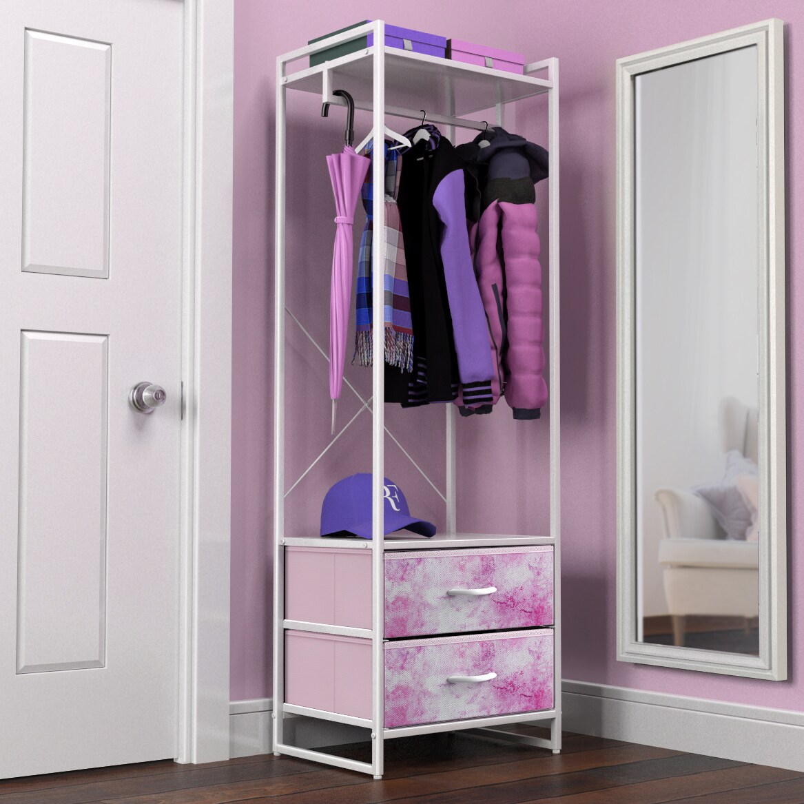 Sorbus Clothing Rack with Drawers - Clothes Stand Dresser - Wood Top, Steel Frame, & Fabric Drawers - Tall Closet Storage Organizer - Garment Rack for Hanging Shirts, Dresses, & Jackets