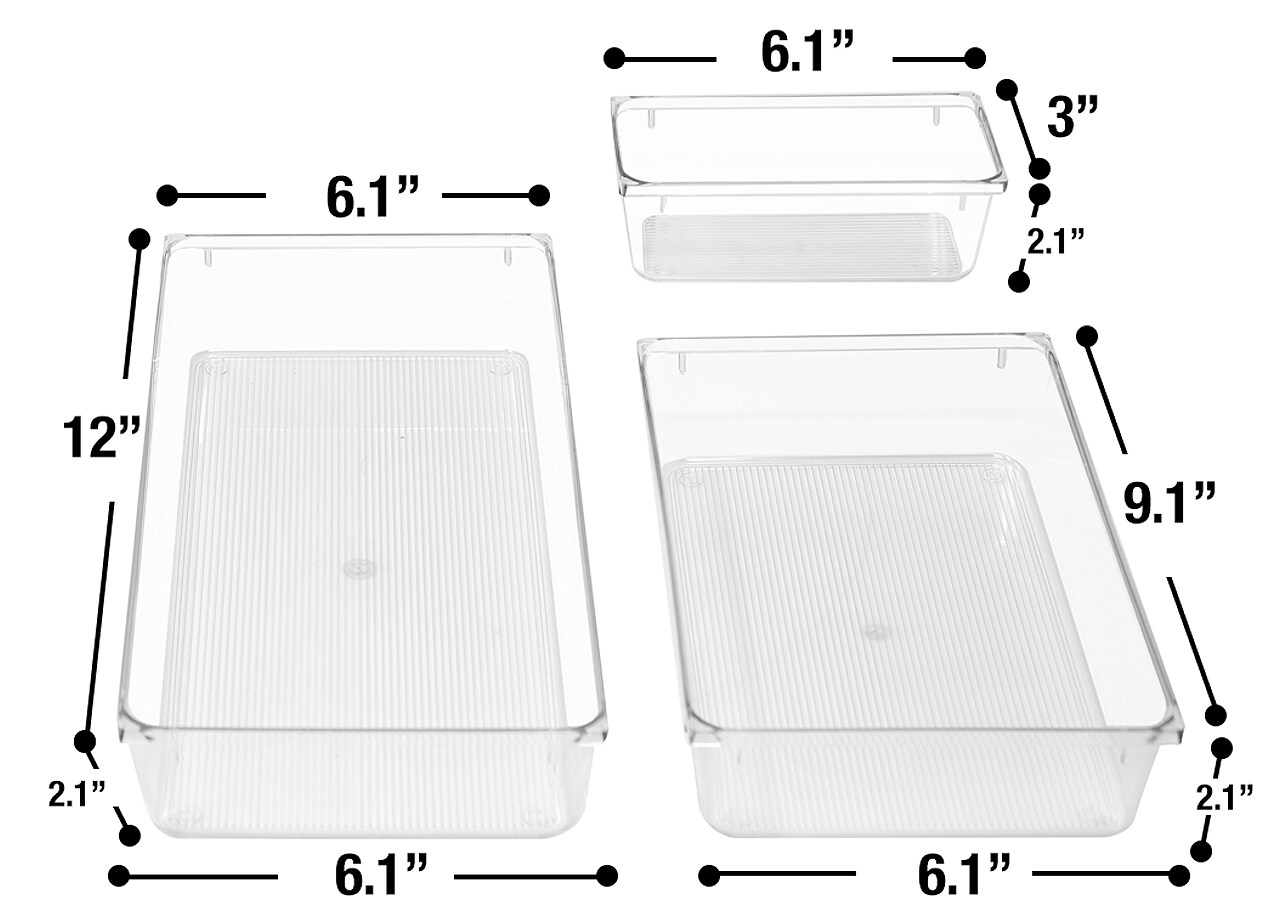Sorbus Clear Acrylic Drawer Organizer Bins - For Makeup, Jewelry, and more