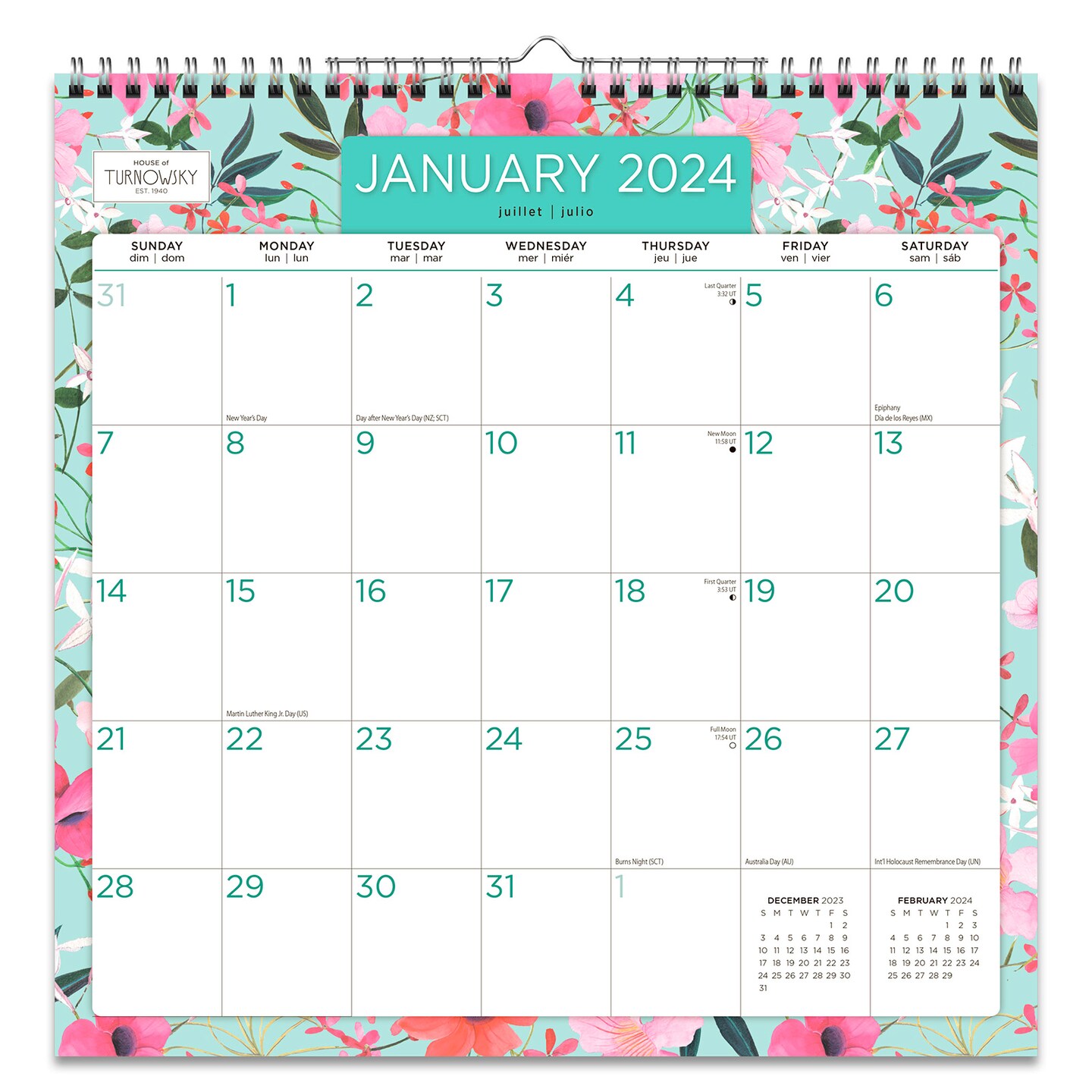 Mom's Family Planner  2024 12 x 24 Inch Monthly Square Wall