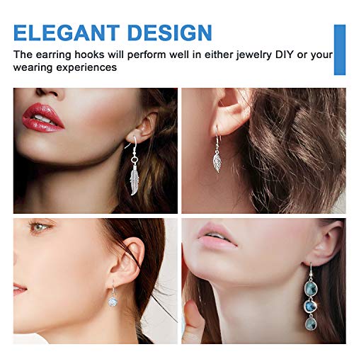 120 Pieces/60 Pairs 925 Sterling Silver Earring Hooks , Ear Wires Fish Hooks, Hypo-allergenic Jewelry Findings Parts with 120 PCS Clear Silicone Earring Backs